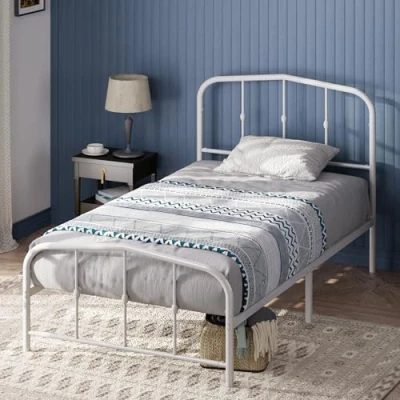 Imagen de Zinus 30 cm Heidi Estructura de Cama con Plataforma Metal cabecera y pie Fundido, Soporte para Listones Acero, Adultos, Adolescentes, Montaje fácil, 80 x 190 cm, Color Blanco