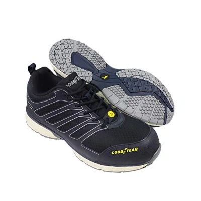 Imagen de Goodyear Zapato de seguridad para hombre, sin metal, resistente al agua, ligero, con puntera compuesta, flexible, entrenamiento, S3/SRC/HRO/ESD, azul, talla 41 46