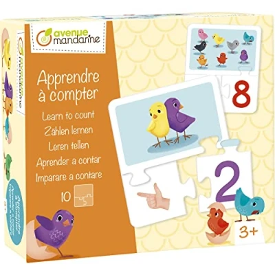 Imagen de Clairefontaine ES AVENUE MANDARINE Caja de 10 Puzzles 3 piezas Juego para niños aprender a contar educativo partir años JE529C