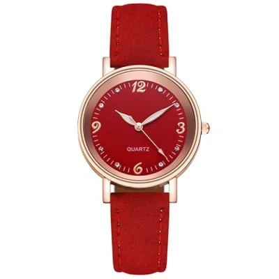 Imagen de Ziyan Reloj de pulsera para mujer, clásico, muy claro, analógico, cuarzo, con Correa piel, rojo,