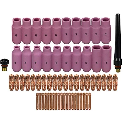 Imagen de RIVERWELD 62pz TIG Cuerpo de Pinza 10N30 1,0mm 10N31 1,6mm 10N22 10N23 Tapa trasera 57Y02 57Y04 Boquilla alúmina 10N50 No.4 10N49 No.5 10N48 No.6 QQ300 SR WP 17 18 26 Antorcha soldadura