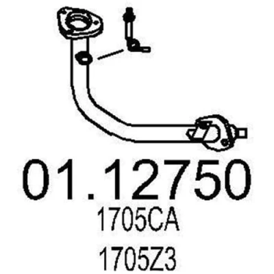 Imagen de MTS 01.12750 Tubo de escape 530 delante para silenciador intermedio PEUGEOT: 206 Hatchback