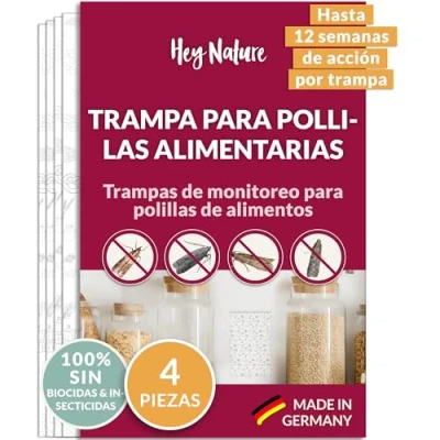 Imagen de Hey Nature Trampa para polillas de los Alimentos, 4 Piezas, antipolillas sin insecticidas con Efecto atracción máximo detectar la infestación, Alimentos Cocina monitora