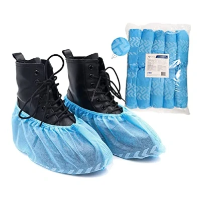 Imagen de 100 Cubrezapatos desechables OneProtek Cubiertas de zapatos antideslizantes Transpirables y ajustables Talla única Azul