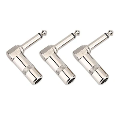 Imagen de 3Pcs Enchufe del Cable de Guitarra, 6.3mm 1 / 4inch Tipo L Instrumento Conector Micrófono Right Angle Plug Jack