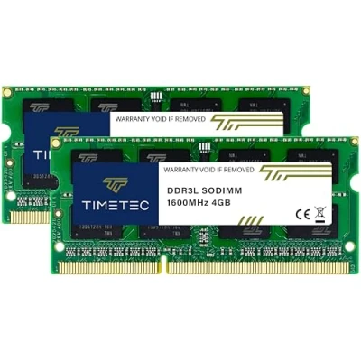Imagen de Timetec 8GB Kit (2x4GB) DDR3L/DDR3 1600MHz PC3L 12800/PC3 12800 Non ECC Unbuffered 1.35V/1.5V CL11 2Rx8 Dual Rank 204 Pin SODIMM Laptop Notebook PC Módulo de Memoria RAM (8GB Kit(2x4GB))