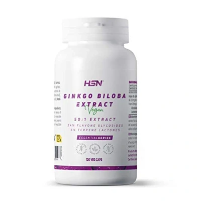 Imagen de Ginkgo Biloba de HSN 6000 mg Hoja con 28,8 Flavonoides y 7,2 Terpeno por Toma 4 Meses Suministro Extracto 50x Más Concentrado No GMO, Vegano, Sin Gluten