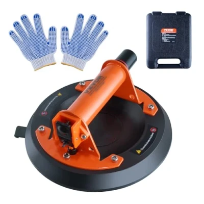 Imagen de VEVOR Ventosa de Vidrio 203 mm para Azulejos Carga 278 kg con Mango ABS, Caja Transporte PP, Par Guantes, Elevación Placas Vidrio, Granito, Azulejos, Metal, Madera