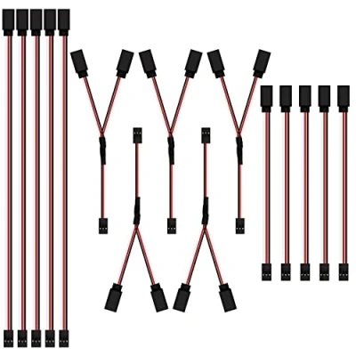 Imagen de QIMEI SHOP Cable de Extension Servo 3 Pines RC Extensión Macho y Hembra JR Receptor Enchufes Conectores para Coche Avión Teledirigido 10 cm/30 cm 15 Piezas