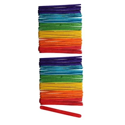 Imagen de GLOREX Madera de Abedul Pintada Colores, en Forma palitos Hielo, Aprox. 11,4 cm Largo con Extremos Redondeados, 100 Unidades, versátiles para Manualidades, Lacado Multicolor, 11
