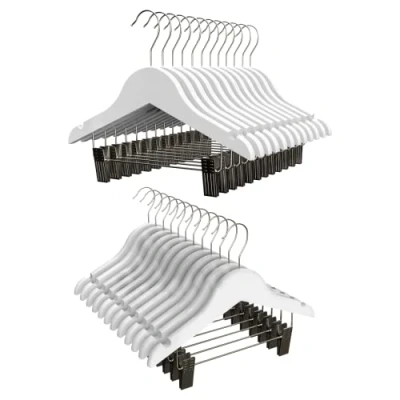 Imagen de COM FORT HOUSE Percha Madera Cadete con Pinzas Infantil Color Blanco de Arce Muescas Antideslizantes 30 x 1.2 22 cm Pack 24 Unidades