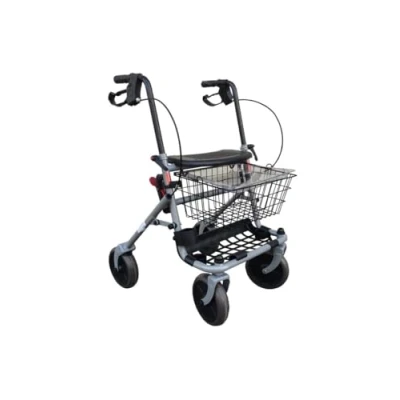 Imagen de Ausilium Rollator plegable de altura regulable andador para ancianos con 4 ruedas, asiento, bandeja portaobjetos y frenos