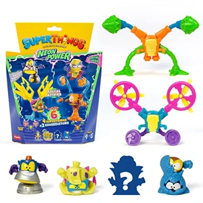 Imagen de SUPERTHINGS Serie Neon Power, 1 capitán Plateado y 2 Exoskeletons