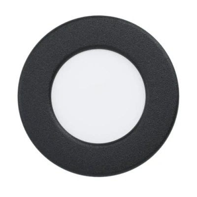 Imagen de Eglo Fueva 6 foco LED empotrable redondo para baño, lámpara de baño plástico en negro, plano, color luz blanco cálido y frío, IP44, diámetro 8,6 cm