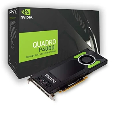 Imagen de PNY Tarjeta gráfica profesional Quadro P4000 de 8 GB GDDR5 PCI Express 3.0 x16, doble ranura, 4x DisplayPort, compatibilidad con 5K, ventilador activo ultrasilencioso