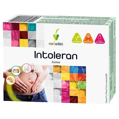 Imagen de Novadiet INTOLERAN Comprimidos con Enzimas Mejora la Digestión de Gluten, Lactosa y Alimentos Vegetales Favorece Salud Digestiva 30 Recubiertos