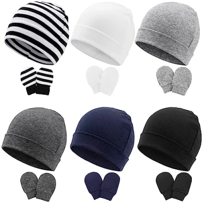 Imagen de DRESHOW Bebé Gorro y Guantes para Recién Nacido Beanie Sombrero Bebés Niños Gorros