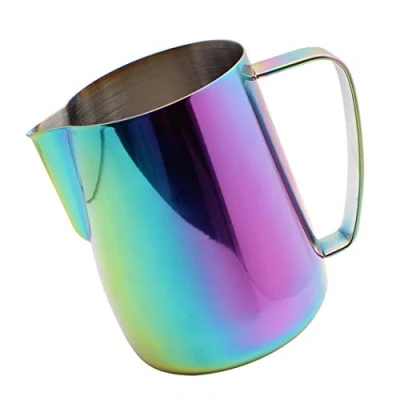 Imagen de Dianoo Jarra de leche acero inoxidable chapada en titanio, taza café cremosa, lata con (600 ml)
