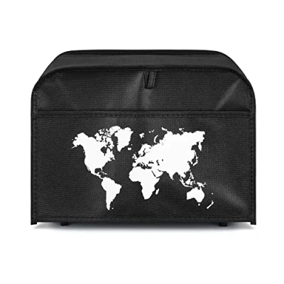Imagen de kwmobile Funda compatible con tostadora de 2 rebanadas Cubierta tela antimanchas para pan mapa del mundo