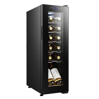 Imagen de Cecotec Vinoteca 12 botellas Bolero grandsommelier 1230 coolcrystal compressor, Enfriamiento por compresor, Silencioso, Temperatura regulable de 5 a 18ºC, Control táctil y display, LED interior.