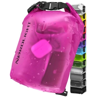 Imagen de Nordlight Dry Bag Y Bolsa Impermeable (2L, Rosa) con Cierre Enrollable Correa para El Hombro Natación, Playa, Piragüismo, Stand Up Paddling, Buceo