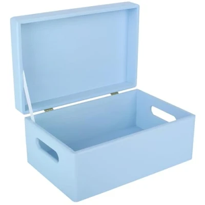 Imagen de Creative Deco Azul Grande Caja Madera Decorativa Almacenaje Con Tapa y Asas 30 x 20 14 cm (+/ 1cm) Cofre Navidad Decorar Regalo Decoupage Juguetes, Documentos, Objetos de Valor, Herramientas