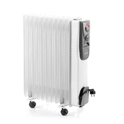 Imagen de InnovaGoods® radiador electrico bajo consumo, aceite radiador, termostato regulable, proteccion sobrecalentamiento, ruedas giratorias 360º, (blanco, 11 Módulos)