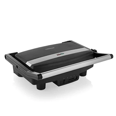 Imagen de Tristar GR 2856 Parrilla eléctrica con superficie de cocinado 28 x 19 cm, revestimiento antiadherente, fácil limpiar, tapa flotante, libre BPA y PFOA, almacenamiento para el cable, 1500 W