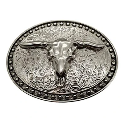 Imagen de YONE Hebilla de cinturón Silver Longhorn Texas Bull Belt Buckle Cowboy Western Buckles