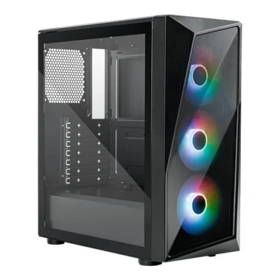 Imagen de Cooler Master CMP 520 Caja PC Media Torre ATX Panel Frontal Mallado Geoda, 3 Ventiladores ARGB 120mm, Lateral Vidrio Templado, Soporte de Hardware, Cubierta para PSU, Negro