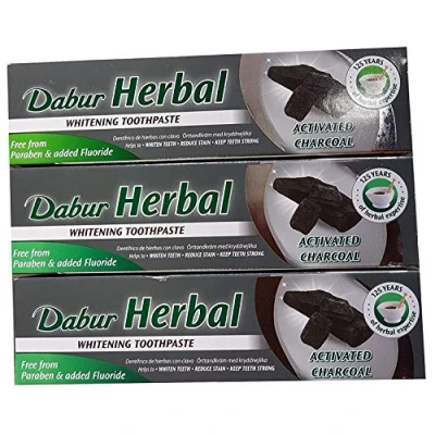 Imagen de 3x Dabur Herbal Activated Charcoal Toothpaste 100ml producto de belleza ayurvédico pasta dientes