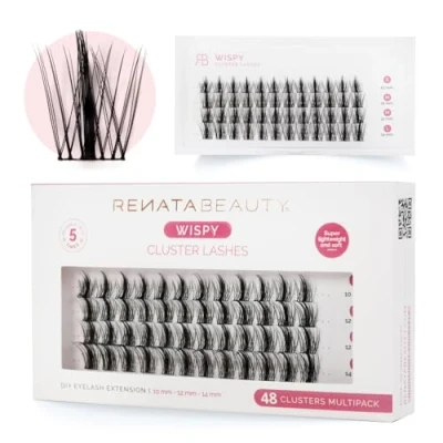 Imagen de Renata Beauty Pestañas Wispy Multipack 48 piezas, Longitudes Mixtas (10mm, 12mm, 14mm), Rizo C Natural, Elegancia Sutil, Fácil de Aplicar, Reutilizables, Perfectas para Estilos Voluminosos y Suaves