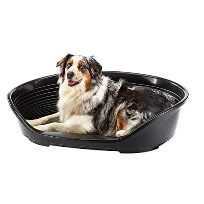 Imagen de FERPLAST Cama para perros grandes 100% plástico reciclado Cesta transpirable y antideslizante Siesta Deluxe, 84 x 55 h 28,5 CM, NEGRO
