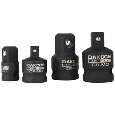 Imagen de DAKCOS Juego de 4 Adaptadores Llaves vaso impacto Reductores 1/4&quot; a 3/8&quot;, 3/8&quot; 1/4&quot;, 1/2&quot;, 1/2&quot; Cr Mo