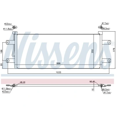 Imagen de NISSENS 940264 Condensador sin secador Aluminio 888 R 134 a