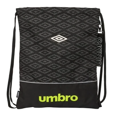 Imagen de UMBRO LIMA Mochila Saco Plano Grande, Mochila, Ideal para Niños de Diferentes Edades, Cómoda y Versátil, Calidad Resistencia, 35x40 cm, Color Negro