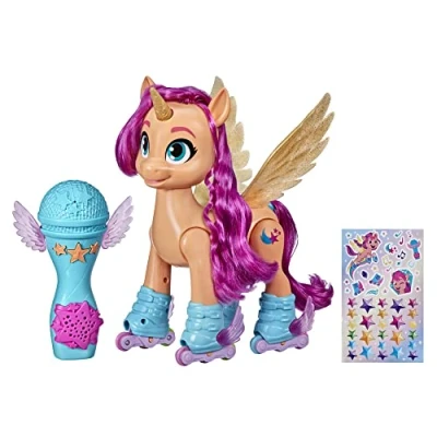Imagen de My Little Pony: A New Generation Sunny Starscout Chante en Rollers Juguete de 22,5 cm con 50 reacciones, luces, versión francesa, multicolor