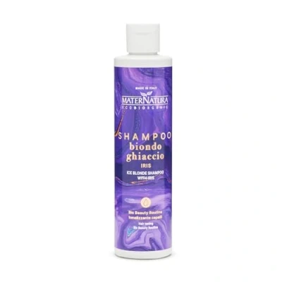 Imagen de Maternatura, Champú Matizador para Cabello Rubio Hielo con Iris, Elimina los Reflejos Dorados y Amarillos, Bio Beauty Routine Matizadora Cabello, Made in Italy 250 ml