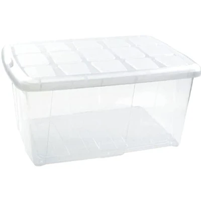 Imagen de AC Caja de ordenación plástico Transparente N.º 18 Contenedor para almacenar Juguetes, Libros, Ropa, Mantas Capacidad 60 litros Dimensiones Aprox.: 32 x 61 44,5 cm