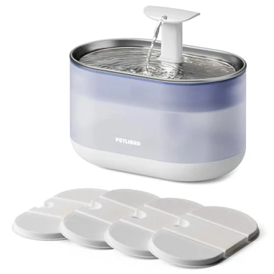 Imagen de PETLIBRO Fuente de Agua Ultra silenciosa para Mascotas 2,1 L, Superior Acero Inoxidable Gatos con Dos Modos Flujo, cápsula sin BPA, Nivel Visible 4