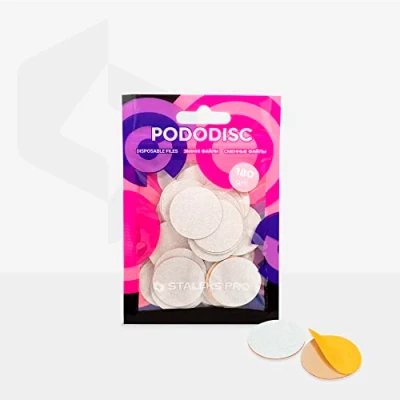 Imagen de Almohadillas de recambio blancas para discos pedicura Pododisc Staleks Pro L grano 180 (50 piezas) pies spa