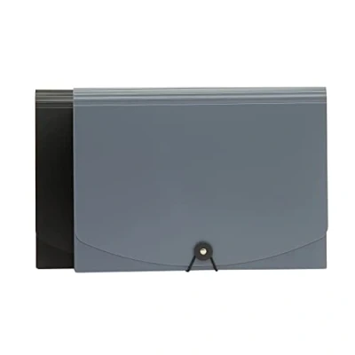 Imagen de Amazon Basics Carpeta acordeón, tamaño A4, Paquete de 2, color Gris,Negro/gris