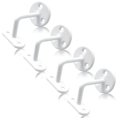 Imagen de Paquete de 4 soportes pasamanos para escaleras, riel barandilla blancos, escalera montados en la pared acero inoxidable o madera, soporte
