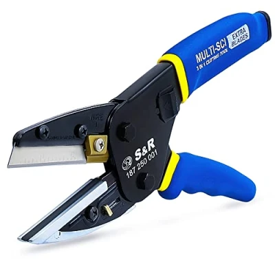 Imagen de S&amp;R Tijeras Multiusos Yunque/Cortador de precisión 250 mm con 4 cuchillas repuesto acero al carbono SK5 (65 mm) para plásticos blandos, cuero, alfombras, ramas frescas, cables