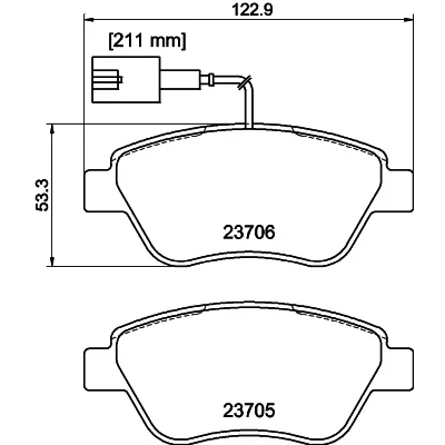 Imagen de HELLA 8DB 355 016 071 Juego de pastillas freno con contacto aviso desgaste incorporado tornillos pinza accesorios