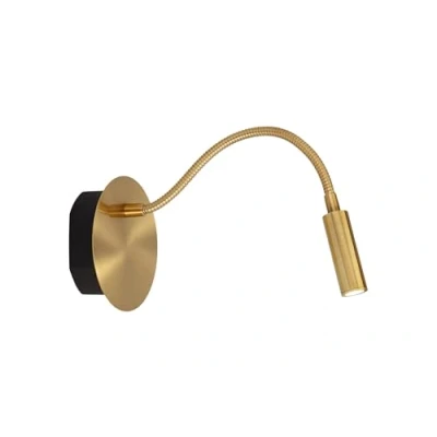 Imagen de Lucide Aplique LED a pilas Jolijn, dorado mate, brazo flexible, Ø 11 cm, imán