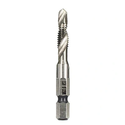 Imagen de BOZONLI Brocas para Rosca HSS, Broca de vástago Hexagonal 1/4&quot; HSS Tornillo Manual, Métrico, Tornillos Taladro (Plata)