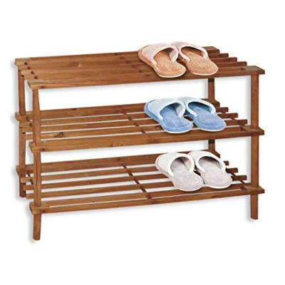 Imagen de HERSIG Estanteria Zapatero Madera Entrada Recibidor 3 Alturas 74 x 26 48,5 cm Color Caoba