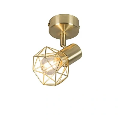 Imagen de Qazqa Moderno Foco Art Deco giratorio oro MOSH 1 Acero Redonda Adecuado para LED Max. x 40 Watt