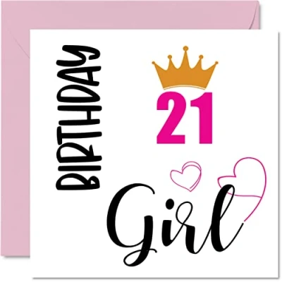 Imagen de Tarjeta de cumpleaños número 21 para mujeres, tarjetas feliz mujer años, hija, hermana, nieta, prima, sobrina, 145 mm x mm, felicitación